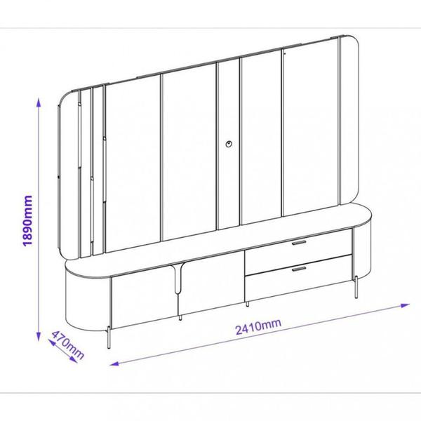 Imagem de Rack com Painel para TV Até 75 Polegadas 2 Portas 2 Gavetas LED Celine DJ Móveis