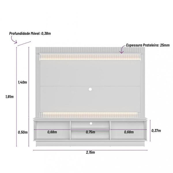 Imagem de Rack com Painel para TV até 75 Polegadas 2 Portas 215cm Led Flex Guararapes Linea Brasil