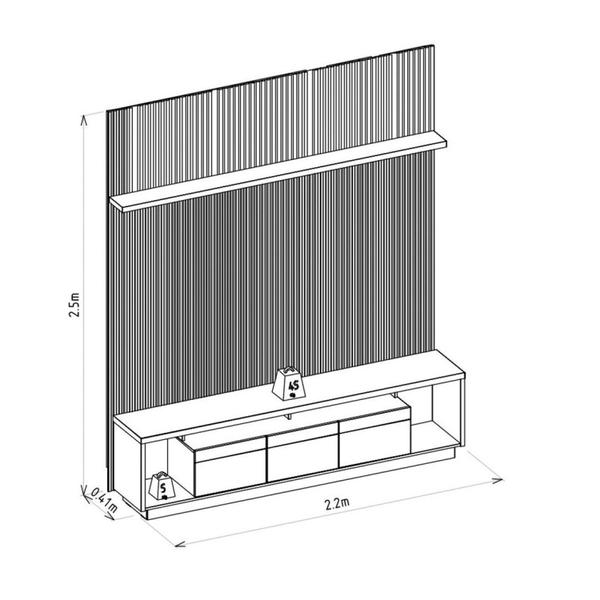 Imagem de Rack com Painel para TV até 75 Polegadas 218cm com Fita LED Cronos CabeCasa MadeiraMadeira