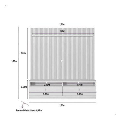 Rack Com Painel Para Tv Até 75 Polegadas Com Led 2 Nichos 2 - Linea Brasil Imagem de Rack Com Painel Para Tv Até 75 Polegadas Com Led 2 Nichos 2