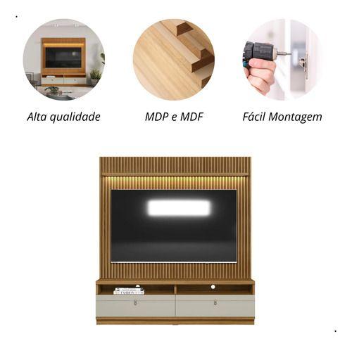 Rack Com Painel Para Tv Até 75 Polegadas Com Led 2 Nichos 2 - Linea Brasil Imagem de Rack Com Painel Para Tv Até 75 Polegadas Com Led 2 Nichos 2