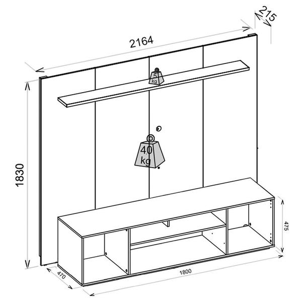 Imagem de Rack Com Painel Para TV até 75 Polegadas Madeira Caemmun