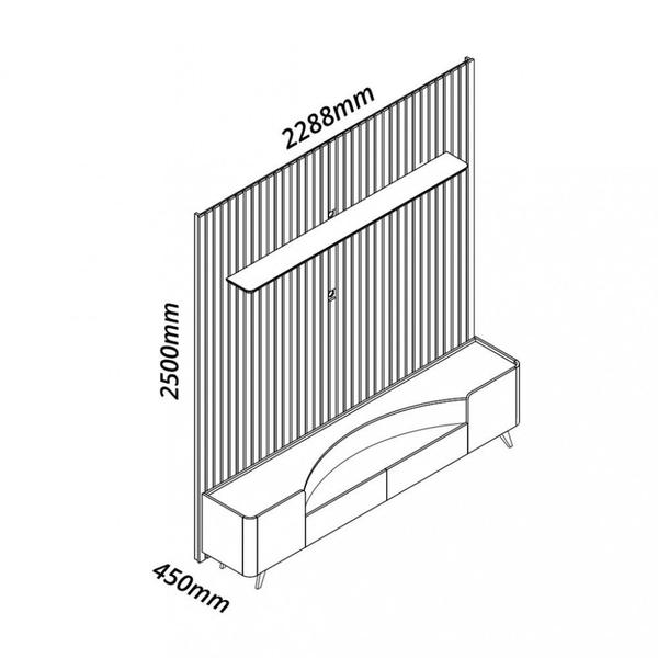 Imagem de Rack com Painel para TV até 85 Polegadas 2 Portas 2 Gavetas 230cm Pés de Madeira Nobre Infinity Gelius