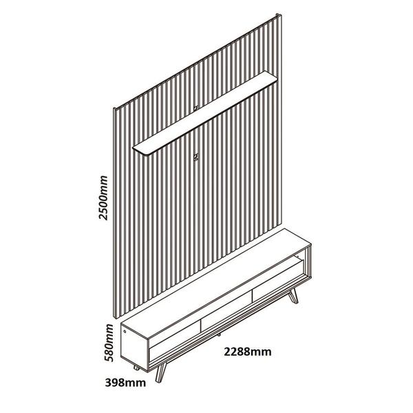 Imagem de Rack com Painel para TV de Até 85 Polegadas 2 Gavetas 230cm Pés Nobre Requinte Gelius