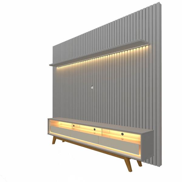Rack com Painel para TV de Até 85 Polegadas 2 Gavetas 230cm Pés Nobre Requinte Gelius Imagem de Rack com Painel para TV de Até 85 Polegadas 2 Gavetas 230cm Pés Nobre Requinte Gelius