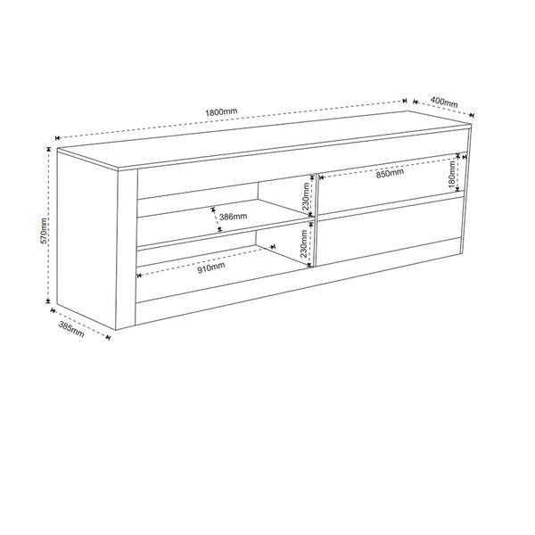 Imagem de Rack com Painel para Tvs de Até 75 Polegadas Loren 2 Gavetas e 2 Prateleiras Mel/Off White