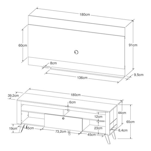 Imagem de Rack com Painel Retrô TV 70" 1 Gaveta Multimóveis CR45197