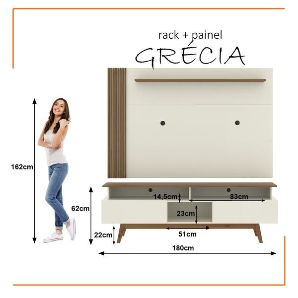 Imagem de Rack com Painel Ripado para TV até 70 Polegadas 2 Gavetas Grécia 180cm