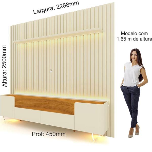Rack com Painel Ripado para Tv até 85 Polegadas Led Pés Vidro Nobre/infinity 230cm - Gelius Móveis Imagem de Rack com Painel Ripado para Tv até 85 Polegadas Led Pés Vidro Nobre/infinity 230cm