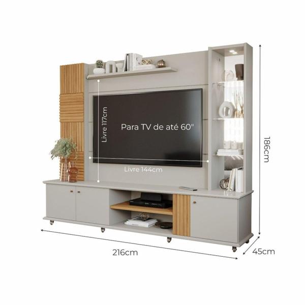 Imagem de Rack com Painel Riviera para TV de até 60- Off White/Natural