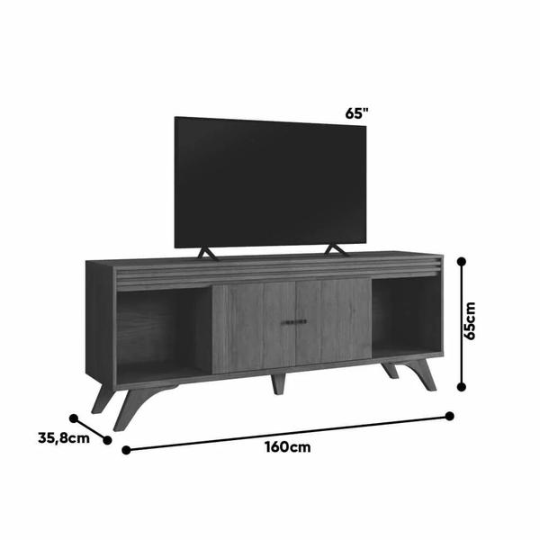 Imagem de Rack com Painel Sevilha 2 Portas para TV até 65 Polegadas Mavaular Cor Platinum Naturale