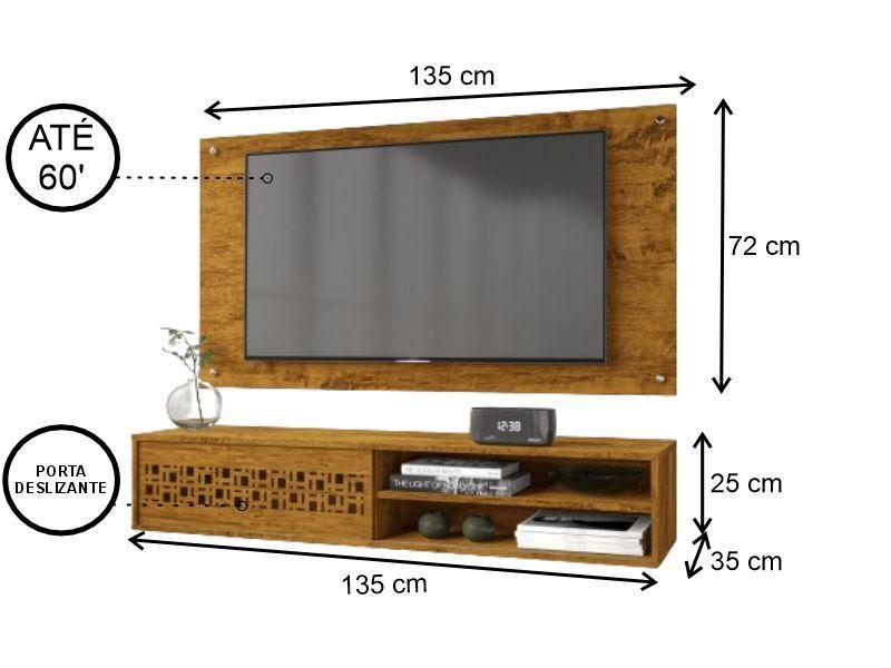 Imagem de Rack com Painel Suspenso Minimalista Sorrento Para TV até 50 polegadas - 1,35x0,35m