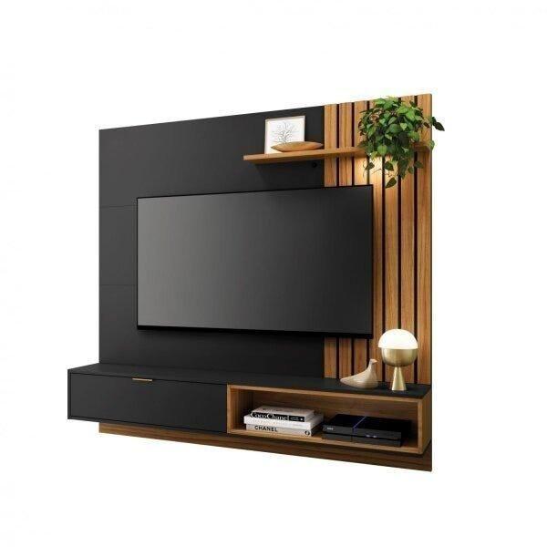 Imagem de Rack com Painel Suspenso Tocantins 160 cm para TV de até 60 - Preto/Castanho