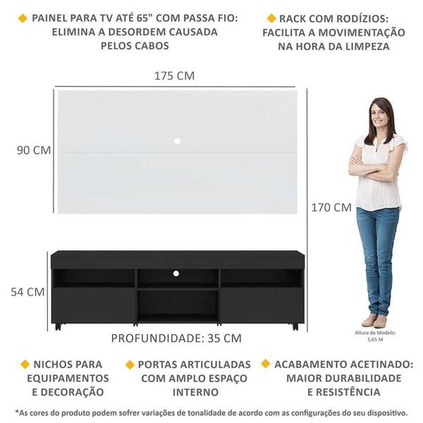 Imagem de Rack com Painel TV 65" com Rodízios Londres Multimóveis V3335