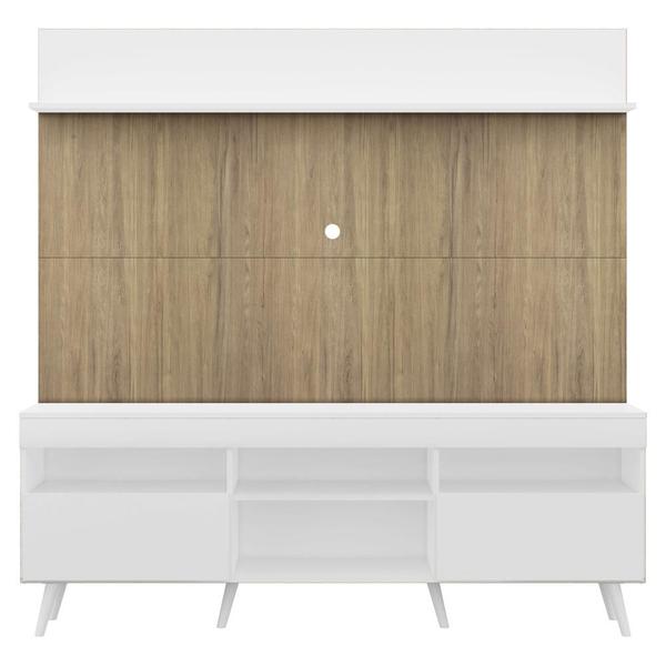 Rack com Painel TV 65" Madri Multimóveis Branco/Rustic com Prateleira e Pés Retrô Branco Imagem de Rack com Painel TV 65" Madri Multimóveis Branco/Rustic com Prateleira e Pés Retrô Branco