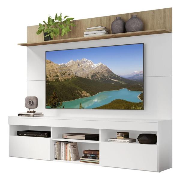 Imagem de Rack com Painel TV 65" Madri Multimóveis com Suporte e Prateleira Branco/Rustic