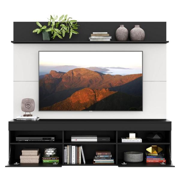 Imagem de Rack com Painel TV 65" Madri Multimóveis com Suporte e Prateleira Preto/Branco