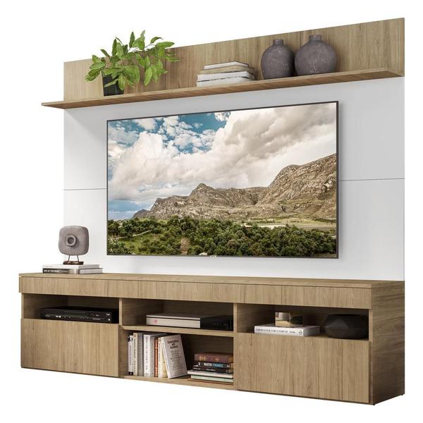 Imagem de Rack com Painel TV 65" Madri Multimóveis com Suporte e Prateleira Rustic/Branco