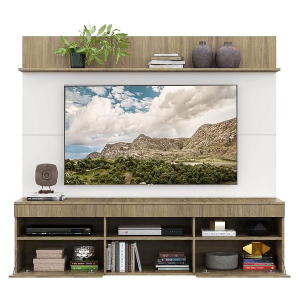 Imagem de Rack com Painel TV 65" Madri Multimóveis e Prateleira Rustic/Branco