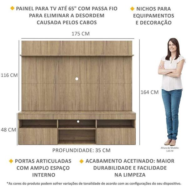 Imagem de Rack com Painel TV 65" Madri Multimóveis e Prateleira Rustic