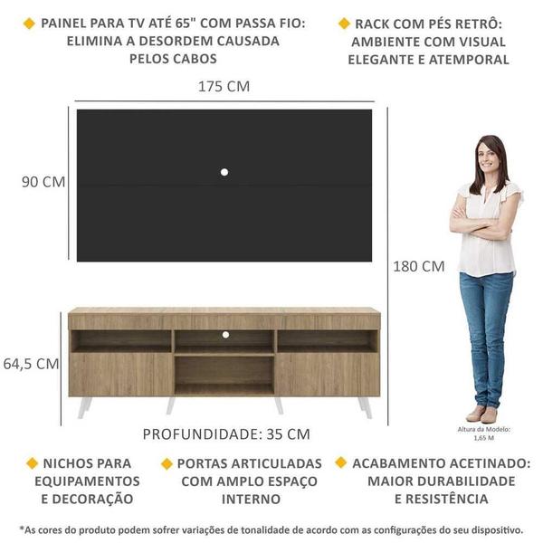 Imagem de Rack com Painel TV 65" Retrô Londres Multimóveis V3337