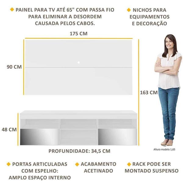 Imagem de Rack com Painel TV 65" Suspenso com Espelho Flórida Multimóveis V3322