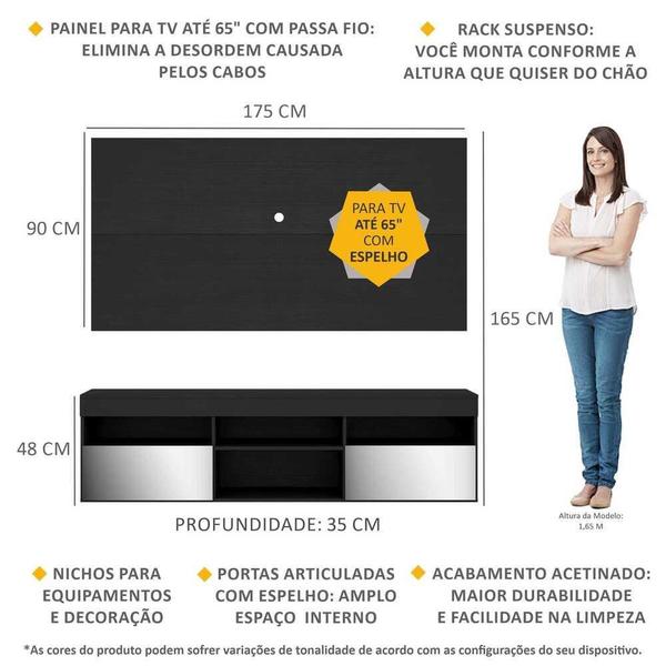 Imagem de Rack com Painel TV 65" Suspenso com Espelho Londres Multimóveis V3341