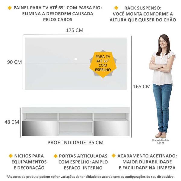 Imagem de Rack com Painel TV 65" Suspenso com Espelho Londres Multimóveis V3341