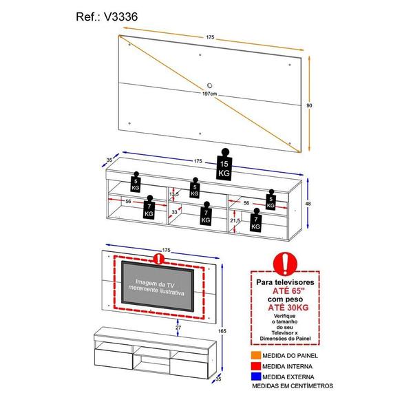 Imagem de Rack com Painel TV 65" Suspenso Londres Multimóveis V3336