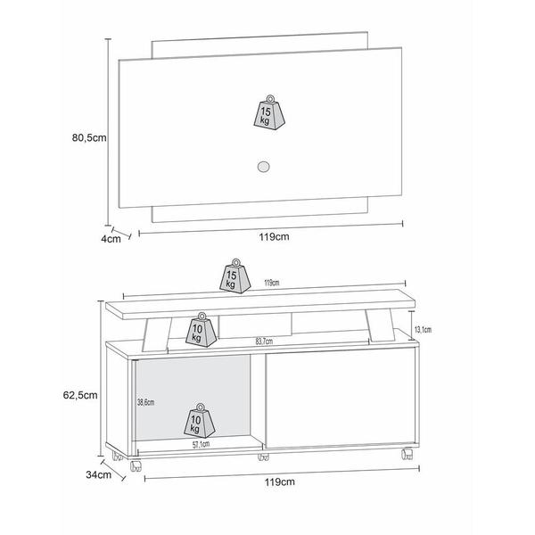 Imagem de Rack com Painel TV até 50" com Rodízios Multimóveis CR45220