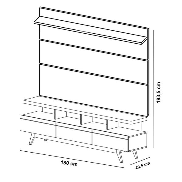 Imagem de Rack com Painel Vivare Wood 1.8 Off White com Nature - Germai Móveis