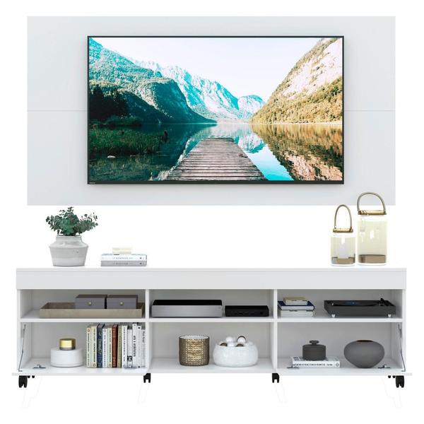 Imagem de Rack com Rodízios e Painel para TV até 65" Multimóveis Londres FG3335 Branco