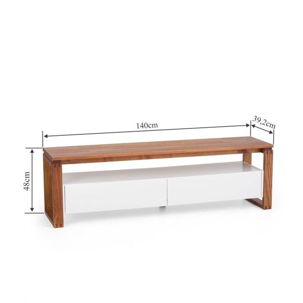 Imagem de Rack Craft 140cm com 2 Gavetas em Madeira/MDF - Branco/Garapa