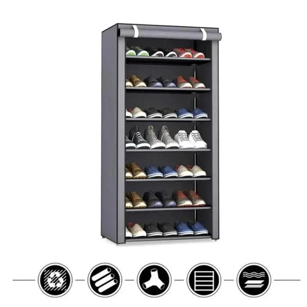 Imagem de Rack de Armazenamento de Sapatos Multicamadas - À Prova de Poeira e com Organizador de Sapatos Não Tecidos