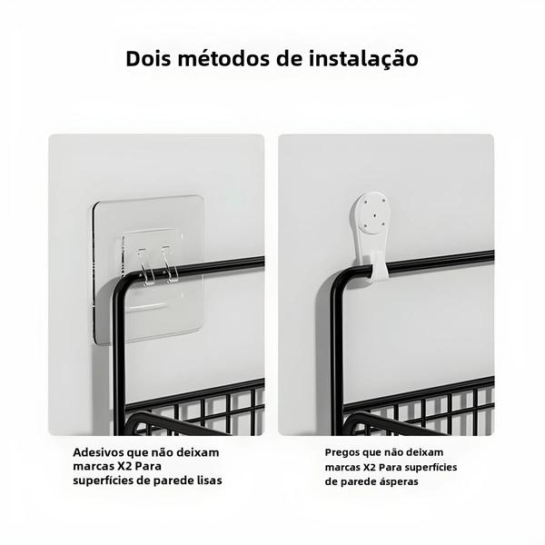 Imagem de Rack de Armazenamento Multifuncional para Parede - Sem Perfuração (Banheiro e Cozinha)