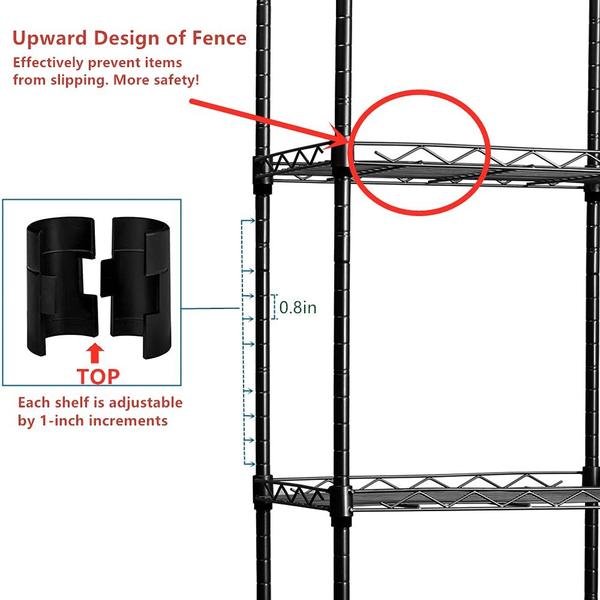 Imagem de Rack de armazenamento REGILLER Prateleira de 5 fios de metal 135x30x143cm preto