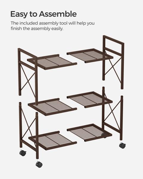 Imagem de Rack de armazenamento SONGMICS de metal de 3 camadas com rodas 60x32x85,5 cm de bronze