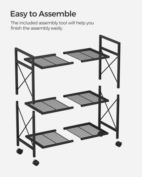 Imagem de Rack de armazenamento SONGMICS de metal de 3 camadas com rodas de 60 cm de largura, preto