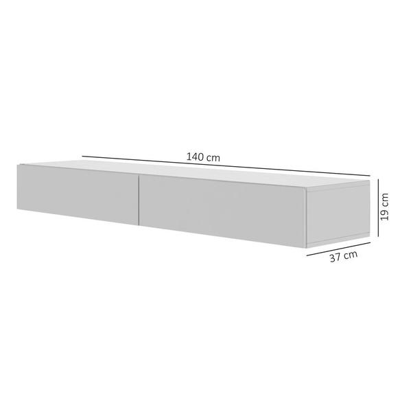 Imagem de rack de parede suspensa 1,40mt com 2 gavetas espaçosas luxo