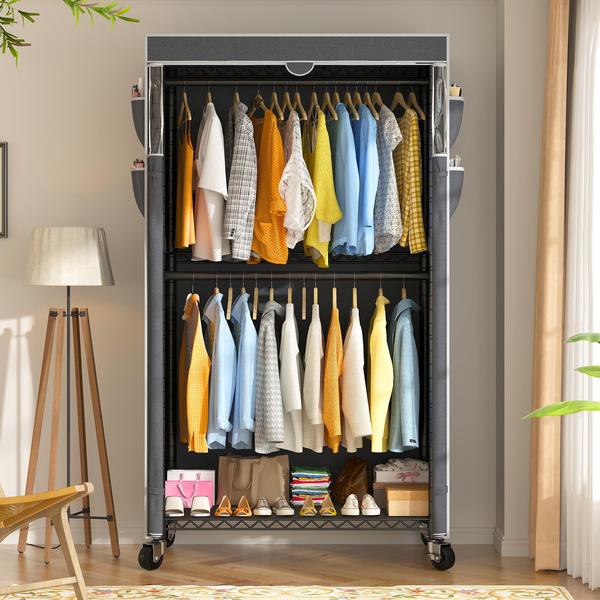 Imagem de Rack de roupas Raybee Heavy Duty com capa 35,5 x 15,7 x 79”