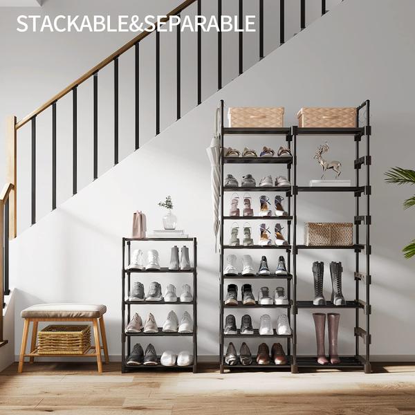 Imagem de Rack de sapatos WOWLIVE, organizador de armazenamento de 9 níveis para 50-55 pares