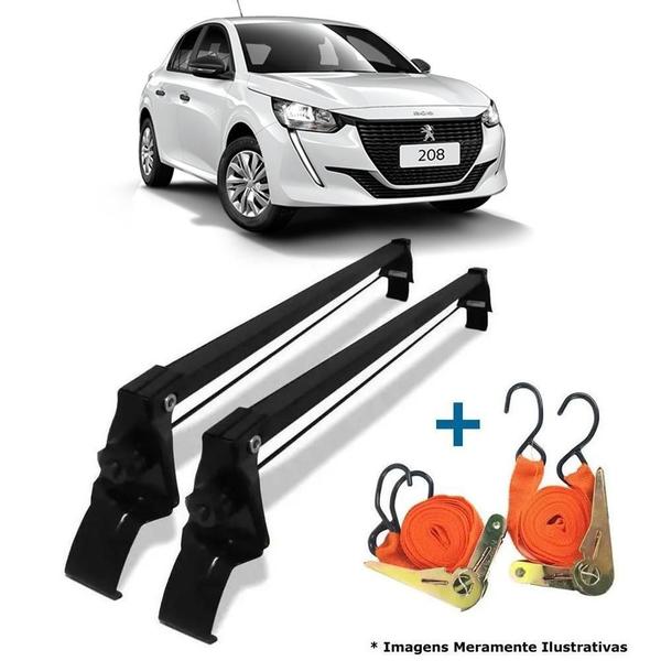 Imagem de Rack De Teto Bagageiro + 2 Cintas Peugeot 208 Ano 13/19