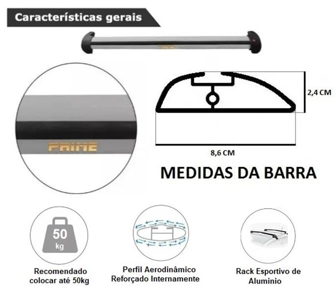 Imagem de Rack de Teto Bagageiro Fiat Argo 2017 2018 2019 2020 2021 2022 2023 - Preto / Prata