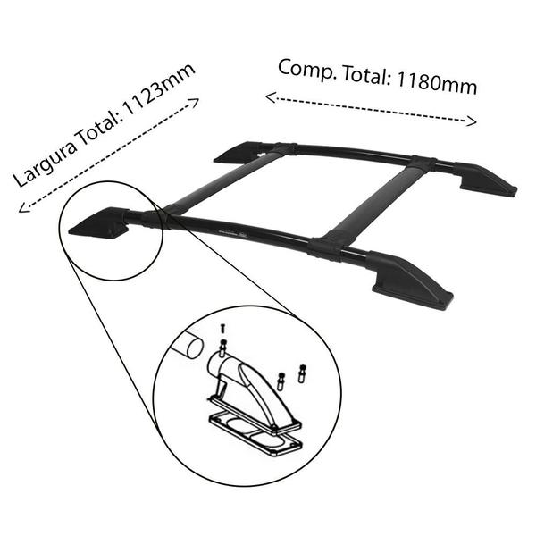 Imagem de Rack de Teto Dodge RAM 2006 em diante Preto Aluminio