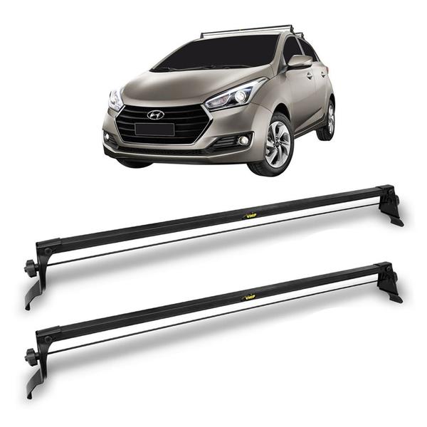 Imagem de Rack de Teto Hyundai Hb20 Hatch / Sedan 2012 a 2019 em Aço Preto com Fixação Lateral Interna Vhip 914