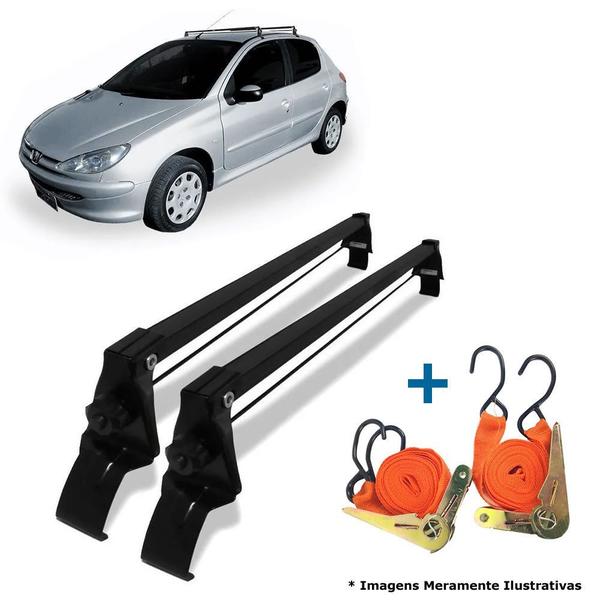 Imagem de Rack de Teto Peugeot 4 Portas 206 207 Ano 99 até 15 + 2 Cintas Catraca