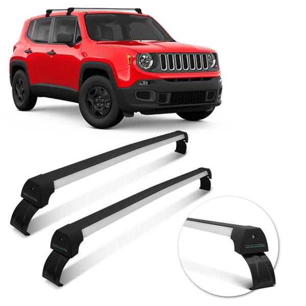 Imagem de Rack de Teto Travessa Jeep Renegade 2016 2017 2018 2019 2020 2021 2022 2023 Long Life Sport Prata