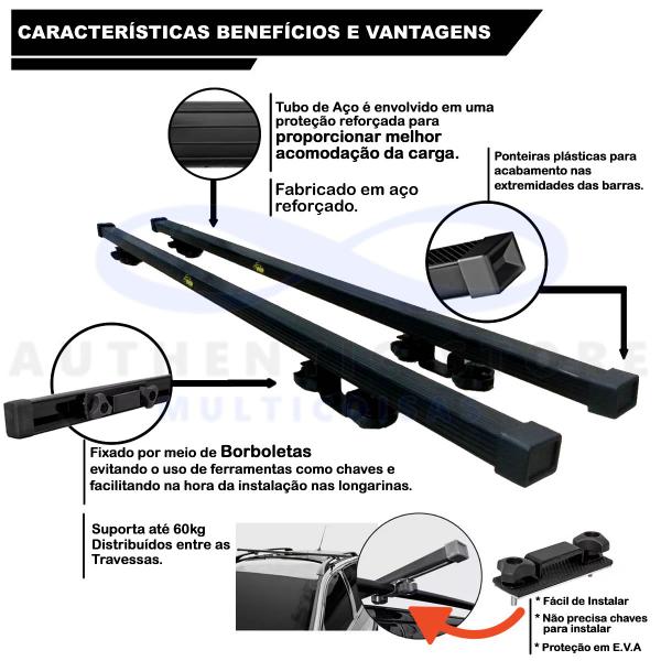 Imagem de Rack De Teto Travessa para Longarinas Fiat Idea 2004 A 2016