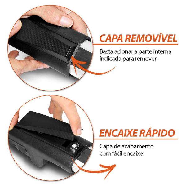 Imagem de Rack de Teto Travessa Slim Parati G1 Quadrado 91 92 93 94 95 Preto Prata 45Kg