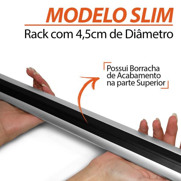 Imagem de Rack de Teto Travessa Slim Parati G1 Quadrado 91 92 93 94 95 Preto Prata 45Kg